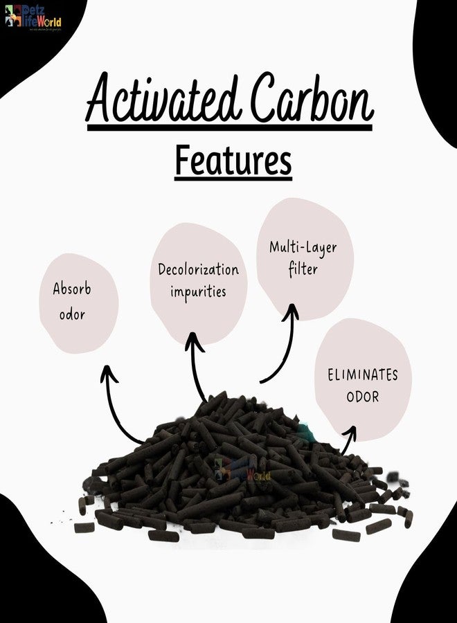 حبيبات الكربون النشط VAYINATO® 250G، وسائط ترشيح لأحواض السمك مع كيس شبكي مجاني، تعزز نمو البكتيريا المفيدة وتحسن جودة المياه | مناسبة لمختلف أنواع المرشحات من Petzlifeworld - Image 2